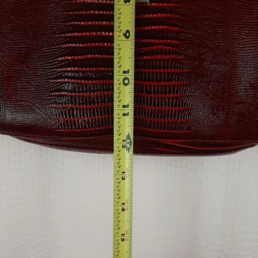 Estee lauder Women Red Leather Handbag Bag Cosmetic Bag Animal Print Zip